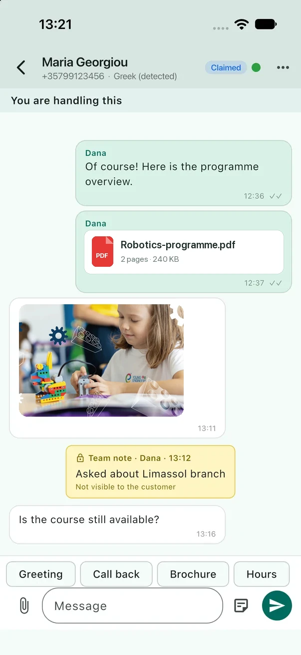 A ChatDesk chat with a lead